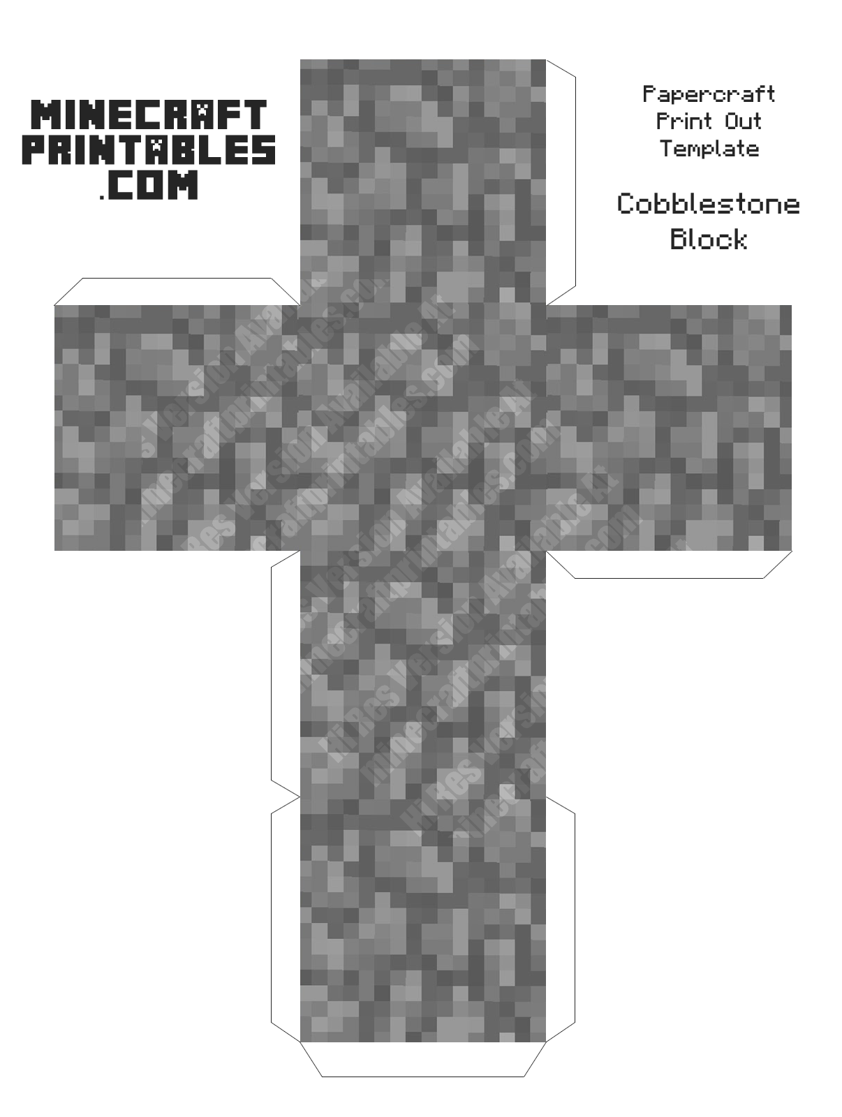 Cobblestone Block Minecraft Cobblestone Block Printable Papercraft
