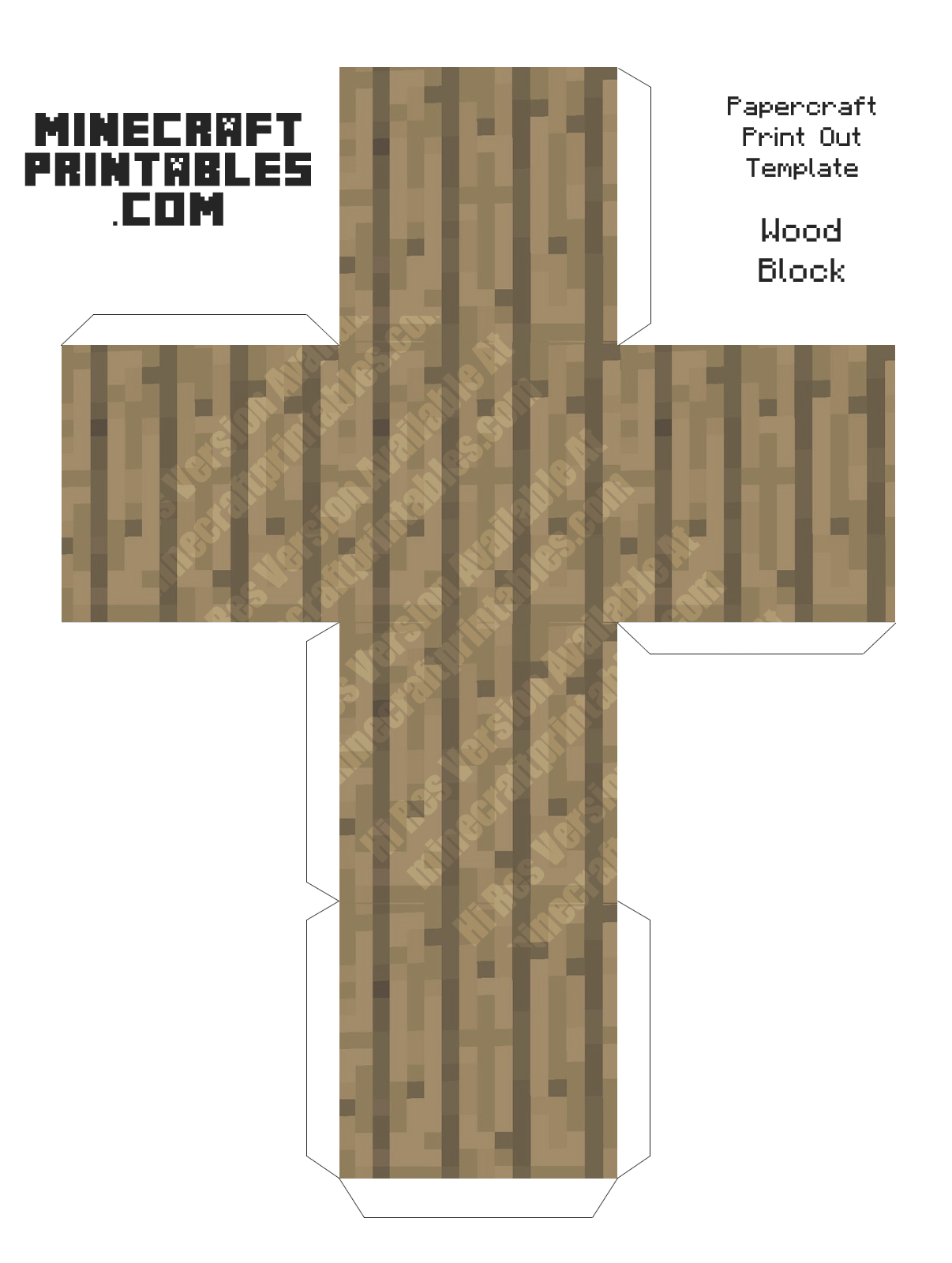 Wood Block - Minecraft Wood Block Printable Papercraft Template