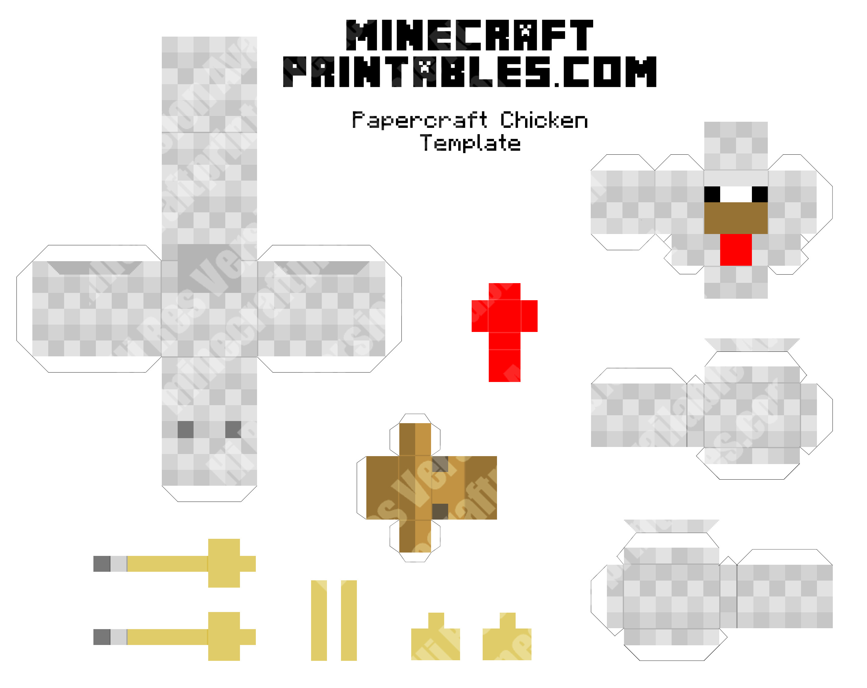 Papercraft Chicken  Template Minecraft Chicken papercraft  minecraft  Printable chicken