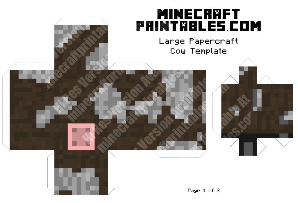 Cow - Printable Minecraft Cow Papercraft Template