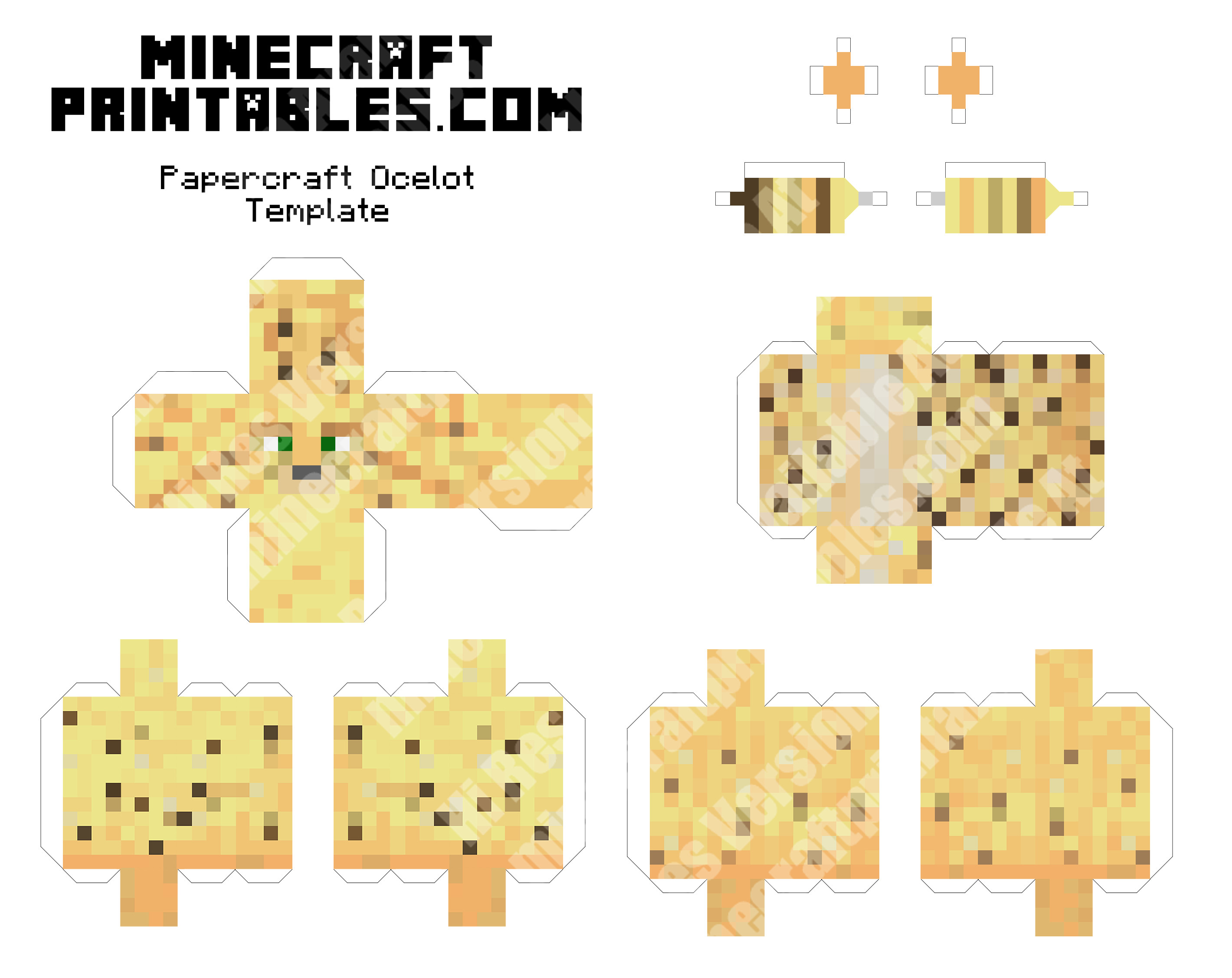 Printable Minecraft Ocelot Papercraft Template