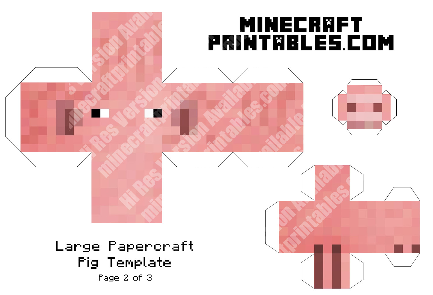 Papercraft papercraft free Template Pig Pig   Printable  Minecraft