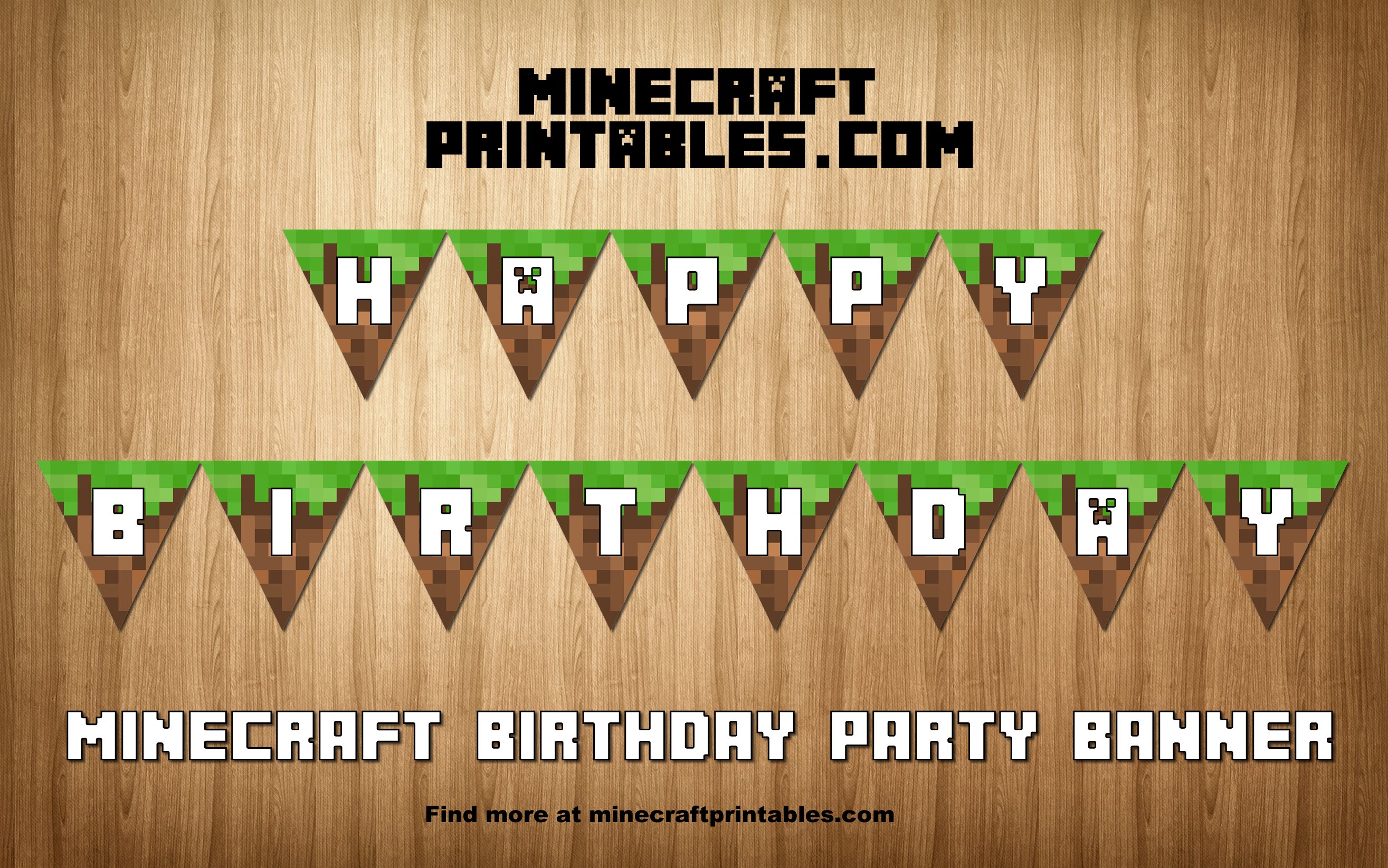 Birthday Banner - Printable Minecraft Happy Birthday Banner Template