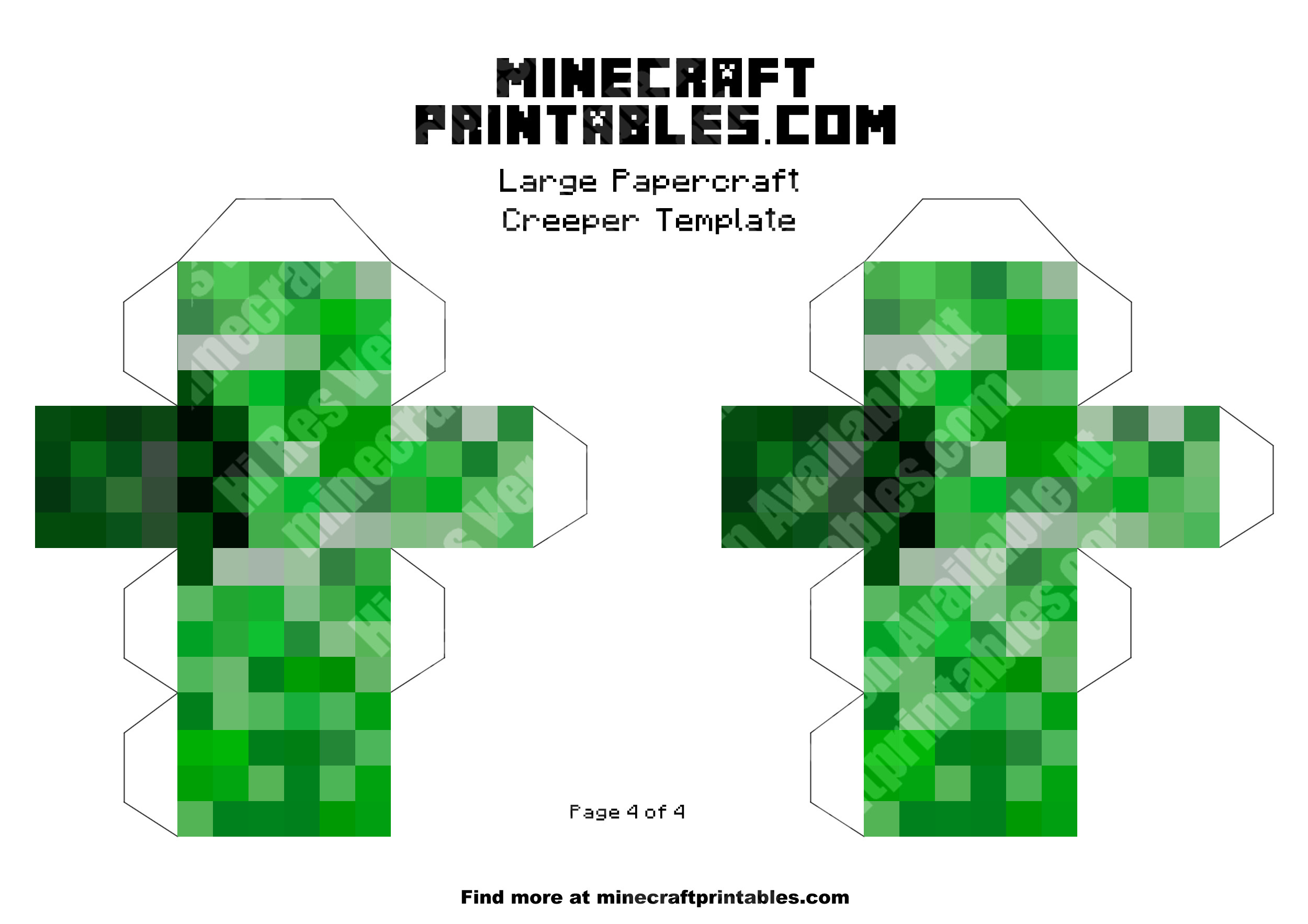 Creeper Printable Minecraft Mooshroom Papercraft Template