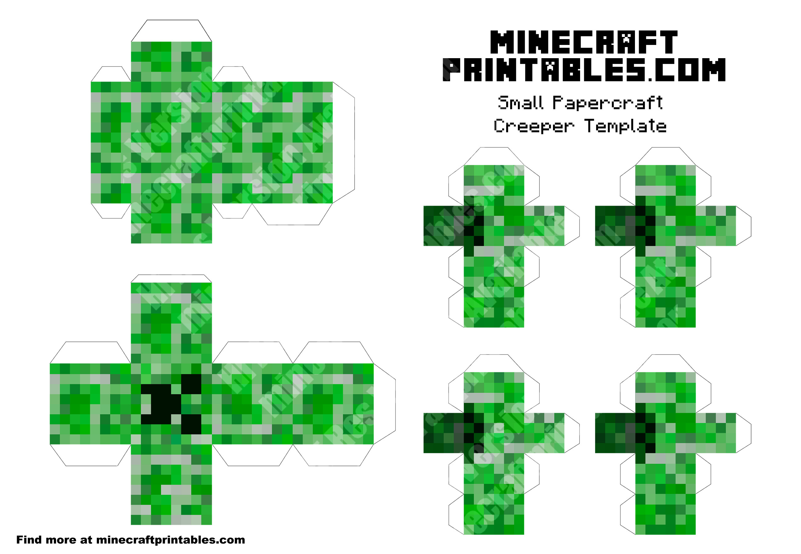 Creeper Printable Minecraft Mooshroom Papercraft Template