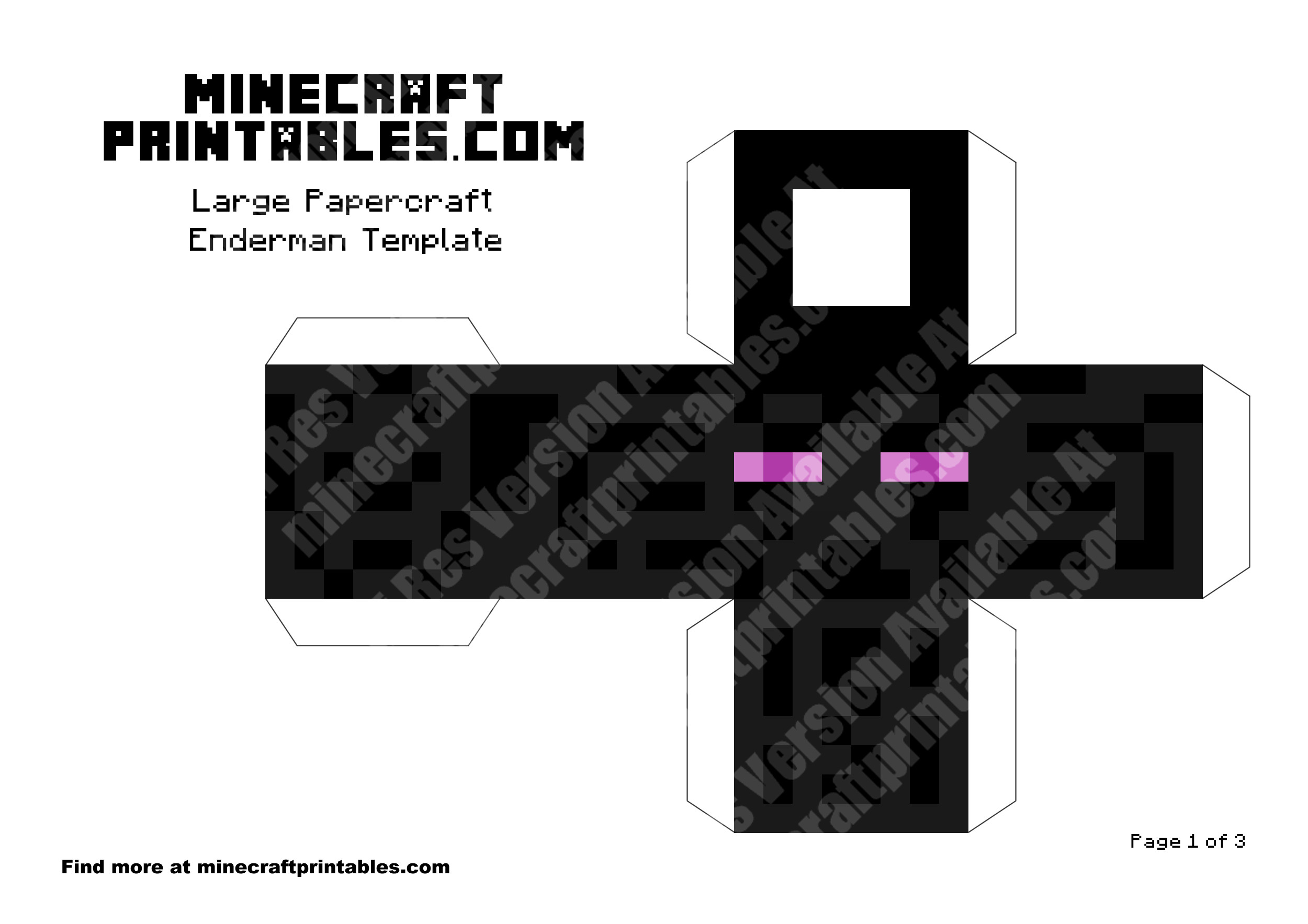 Enderman Printable Minecraft Enderman Papercraft Template