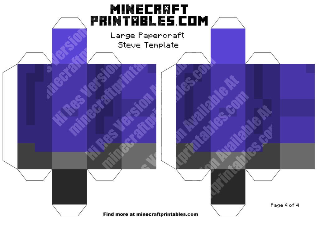 Steve Printable Minecraft Steve Papercraft Template