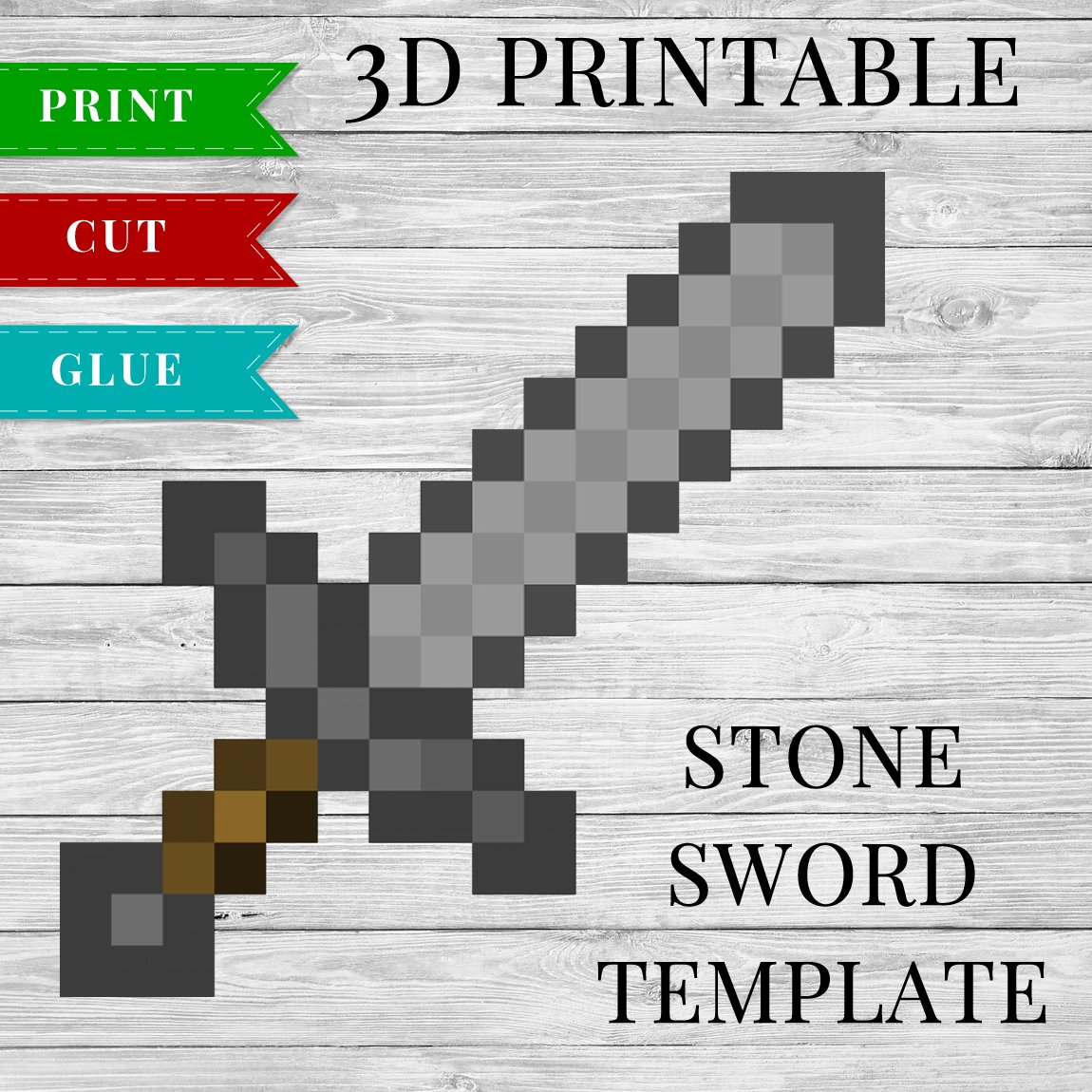 Stone Sword Printable Minecraft Stone Sword Papercraft Template