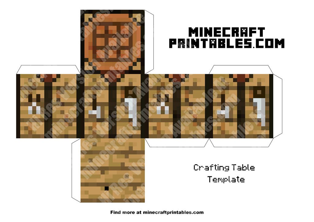 Crafting Table Minecraft Crafting Table Printable Papercraft Template