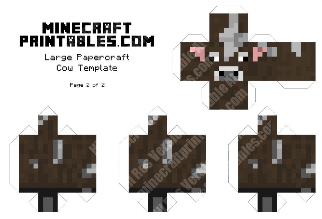 minecraft printable papercraft cow_large_2 1024x698