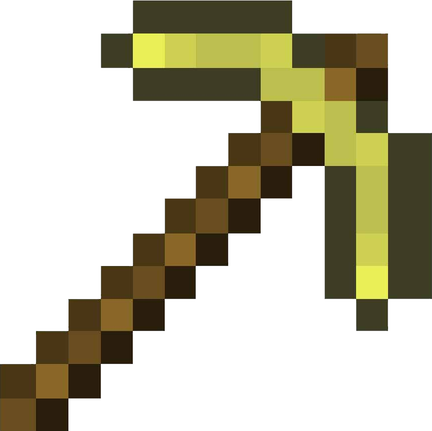 minecraft gold pickaxe pixel art