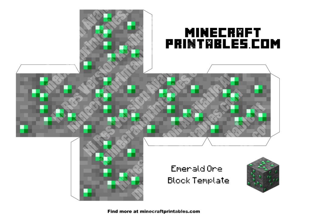 Emerald Ore - Printable Minecraft Emerald Ore Papercraft 