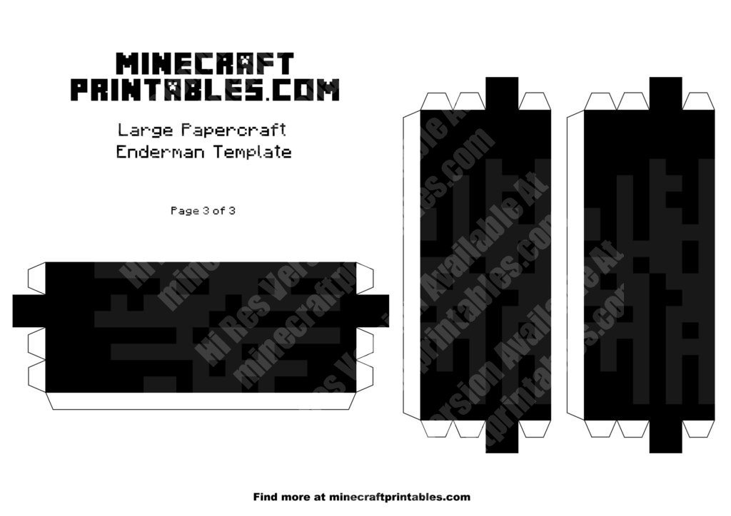 Enderman - Printable Minecraft Enderman Papercraft Template