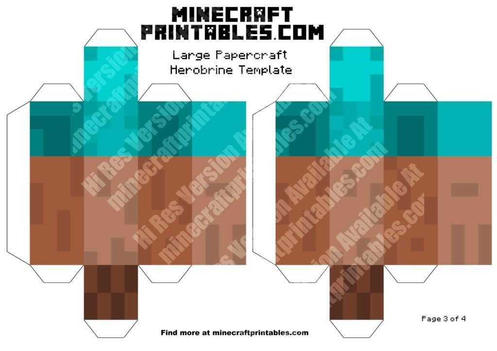 Herobrine - Printable Minecraft Herobrine Papercraft Template