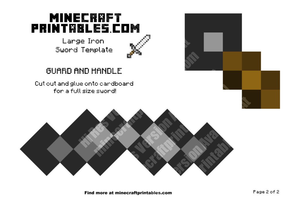 minecraft papercraft iron sword