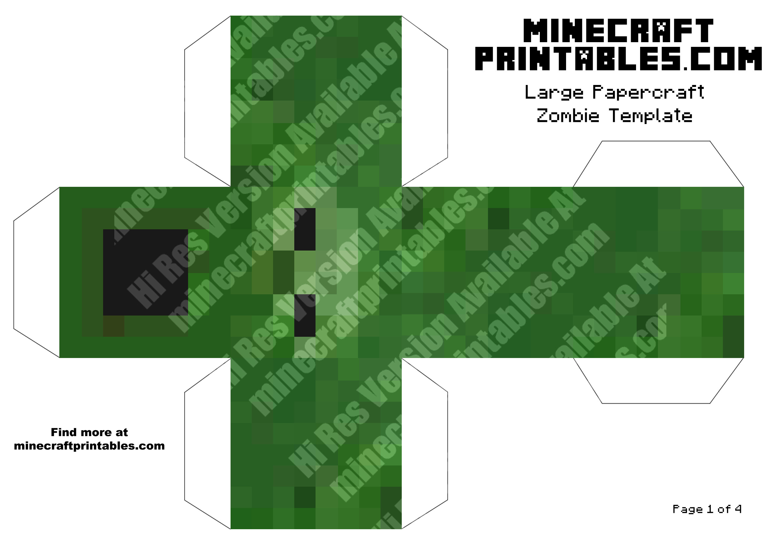 Zombie - Printable Minecraft Zombie Papercraft Template