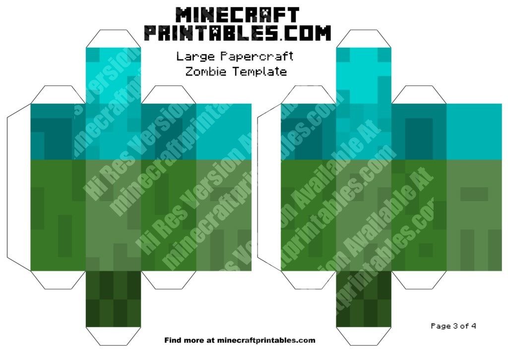 Zombie Minecraft Paper Craft Model