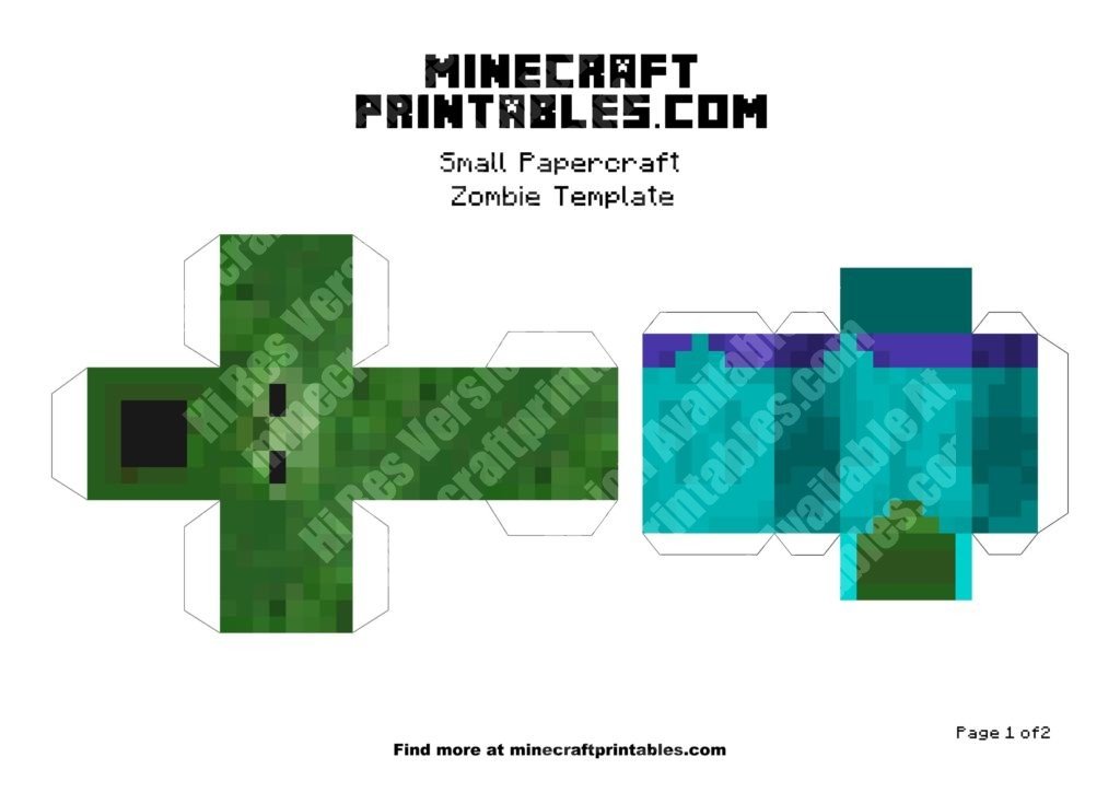 Minecraft Zombie Papercraft (3) Sheet Figure Bundle 16703B5-3