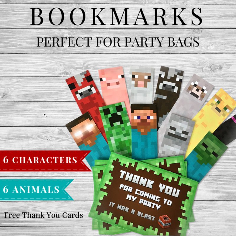 Printable Minecraft Bookmarks Minecraft Party Supplies
