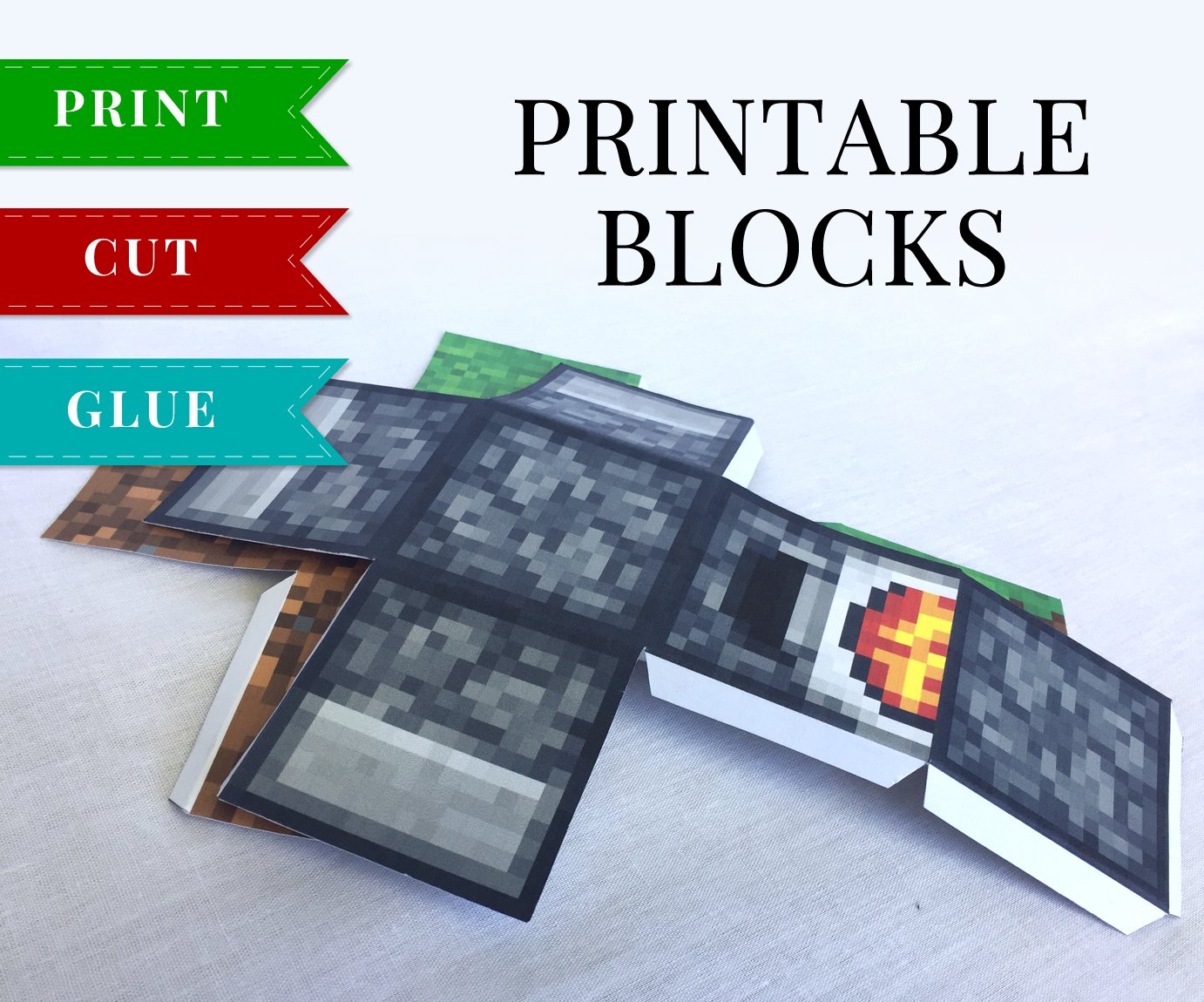 Minecraft Printable Papercraft Blocks SET 2