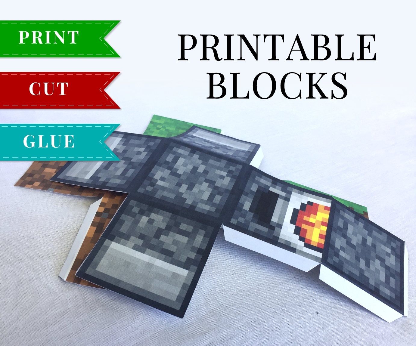 Redstone Ore - Printable Minecraft Redstone Ore Papercraft Template