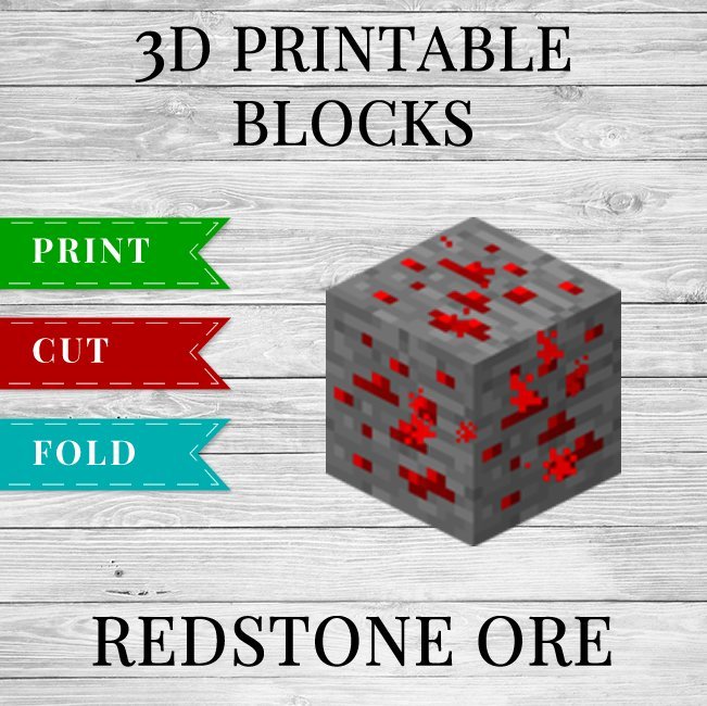 Redstone Ore Printable Minecraft Redstone Ore Papercraft Template