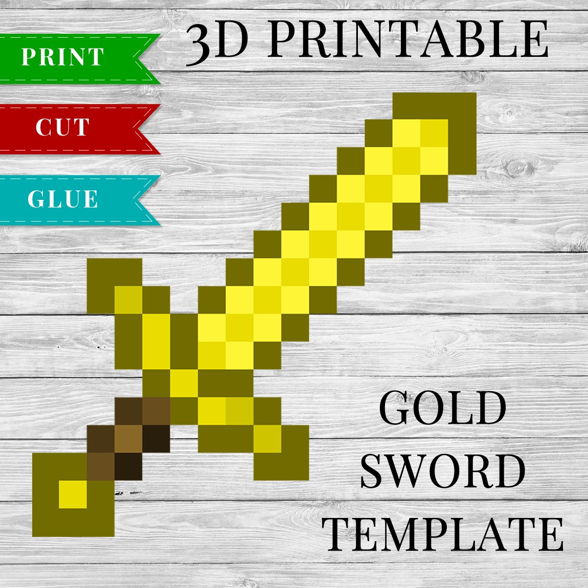 Gold Sword Printable Minecraft Gold Sword 3D Template