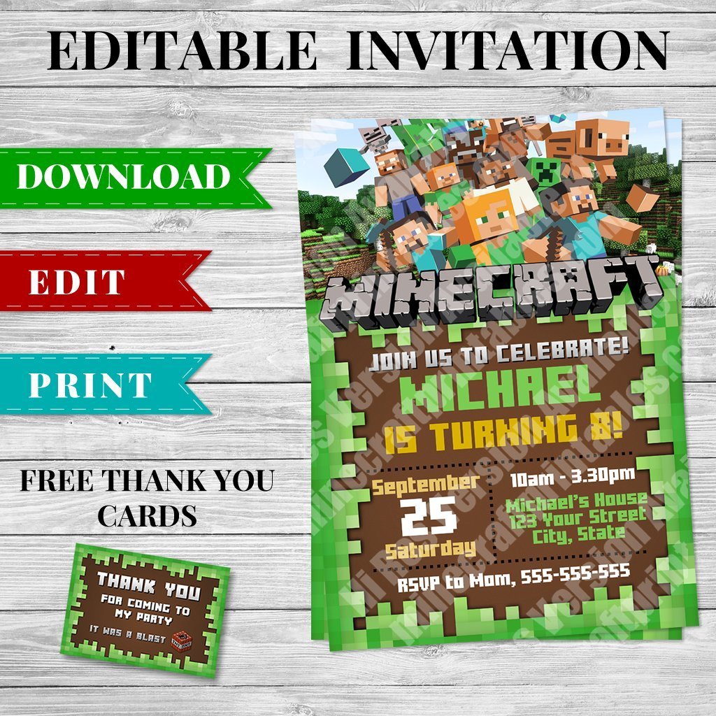 minecraft birthday printables