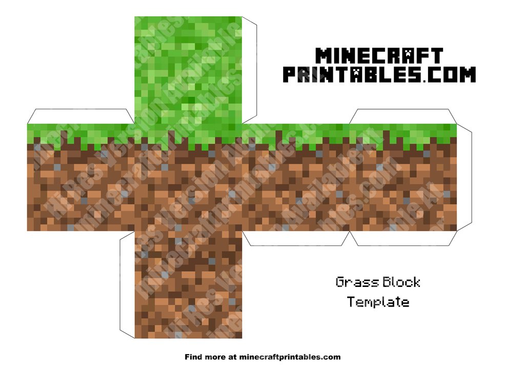 Grass Block Minecraft Grass Block Printable Papercraft Template