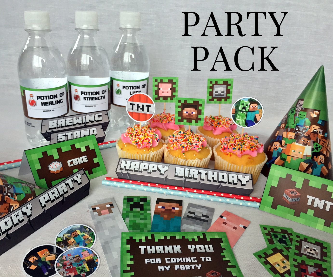 Complete Printable Minecraft Party  Pack  Minecraft Printables